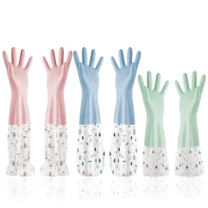 Long Sleeve Waterproof Household Cleaning Gloves Kitchen Dishwashing Housework Laundry Rubber Latex Household Gloves