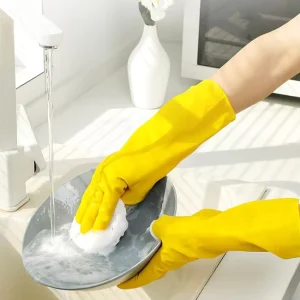 Long Sleeve Waterproof Rubber Latex Cleaning Gloves Washable and Reusable for Kitchen Household Cleaning and Dishwashing