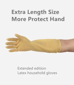 Long Sleeves Natural Rubber Latex Gloves Medium Food Grade Reusable Home Use Cleaning Waterproof Smooth Texture Household Gloves