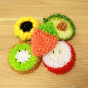Lovely Hand Crochet Acrylic 3D Mushroom Kitchen Dish Scrubber Cleaning Sponge