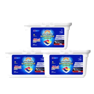 Lucky Rainbow 4 in 1 Antibacterial Heavy Oil Grease Removal PVA Water Soluble Solid Dishwasher Capsules for All Models