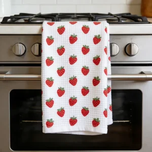 Luxury Custom Design Microfiber Kitchen Towel Fruits Printed Quick Dry Cleaning Absorbent Waffle Kitchen Tea Dish Towel