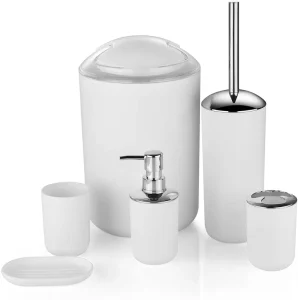 Luxury Home Goods Household Cleaning Tools Bathroom 5 Pieces Plastic Bath Accessories