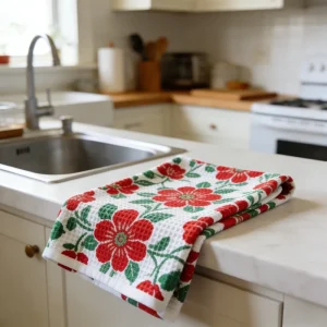 Luxury Soft Custom Design Microfiber Kitchen Towel Printed Quick Dry Cleaning Absorbent Waffle Kitchen Tea Dish Towel