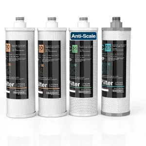 M3005 Upgraded Anti Scale Carbon Fibre Replacement Filter Cartridge Set (4 Pack) Under Sink Water Filter System