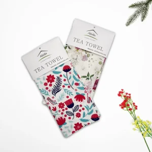 MOQ 1pcs Custom Design Floral Full Color Digital 100% Cotton Waffle Quick Dry Ultra Absorbent Sustainable Kitchen Towel Towels