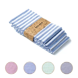 MOQ 50 PCS Custom Private Label Cotton Linen Stripe Napkin for Home and Party Napkins Placemats Tea Towels Dish Towel