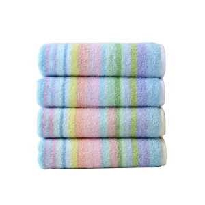 Manufacture Kitchen Dish Stripe Towels 100% Cotton Terry Absorbent Towels With Colorful Strip Towels