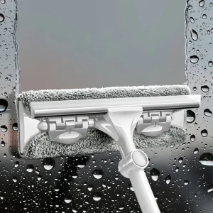 Manufacturer 2in1 Portable Long Handled Telescopic Microfiber Mop Plastic Squeegee Window Car Glass Home Cleaning Tool