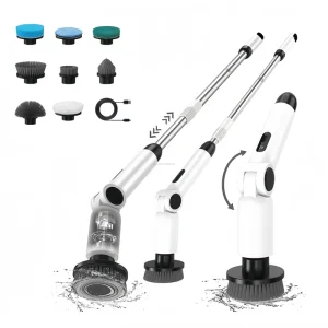 Manufacturer Cordless Electric Spin Scrubber 3 Extendable Handle Length Dual Speed Carbon Brush Motor Car Bathroom Cleaner Brush