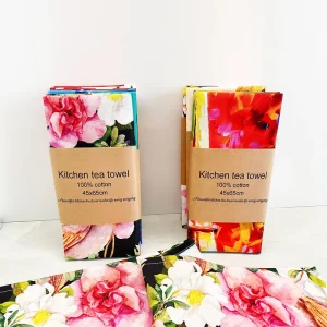 Manufacturer Kitchen Dish Towels Custom Design 100% Cotton Printed Tea Towel for Kitchen Cleaning Flour Sack Towels