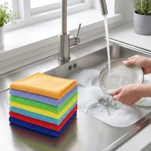 Manufacturer Microfiber Kitchen Towel for Dish Drying Absorbent Cleaning Rags Reusable Dish Cloth for Home Catering