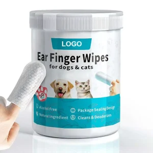 Manufacturer Soft Non Woven Pet Ear Clean Finger Wipes 50pcs Low MOQ Custom Logo Pearl Pattern Design Pet Care