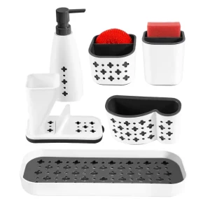 Masthome Eco Friendly Kitchen Brush Cleaning Tools Sponge Holder For Kitchen Sink Caddy Soap Dispenser Set Sink Organizer