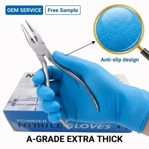 Mechanic 5mil Blue Disposable Nitrile Exam Gloves with Custom Logo Thick Nitrile Gloves for Tattoo Beauty Lab