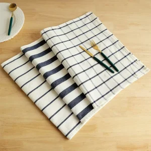 Mediterranean Blue Quick Dry Kitchen Towel Cotton Tea Towel Checkered Plain Gourmet Background Cloth Sustainable Hand Towel