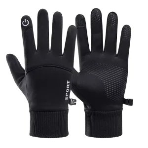 Men Winter Waterproof Cycling Gloves Outdoor Sports Running Motorcycle Ski Touch Screen Fleece Glove Non slip Warm Full Fingers