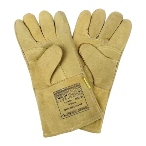 Men’s High Performance Cow Split Leather Fire Resistant Palm Reinforcements Industrial Welder Safety Hand Welding Gloves
