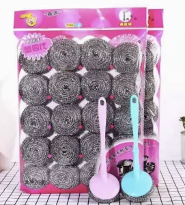 Metal Kitchen Scrubbing Sponges Dishwashing Scouring Pads Stainless Steel Scrubbers for Cleaning Dish Steel Wool Scrubber