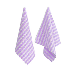 Microfiber Cationic Kitchen Cleaning Towel Eco-Friendly Cut Edge Coral Velvet Brush Bowl Cloth Striped Rag