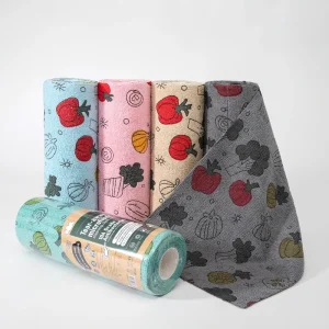 Microfiber Clean Cloth Roll Home Wipe Pot Pan Dishrags Individually Package Print Microfiber Cleaning Cloth for Kitchen