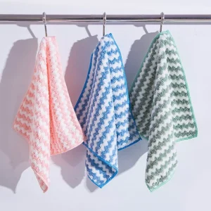 Microfiber Cleaning Cloth Kitchen Towel Coral Fleece Oil-proof Cotton Dishwashing Towel Daily Kitchen Supplies