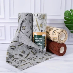 Microfiber Cleaning Cloth Roll with Printed in Stock Absorbent Reusable Clean Cloth Easy Tear Off Dishrags Household