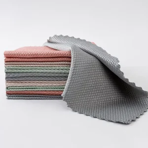 Microfiber Cleaning Cloth for Glasses Lint Free Fish Scale Glass Window Cleaning Cloth