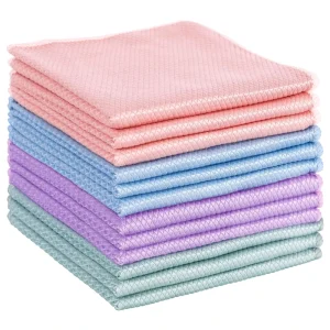Microfiber Cleaning Cloth with Hook Reusable Fish Scale Cleaning Towels for Glass Dishes Mirrors Stainless Steel Appliances