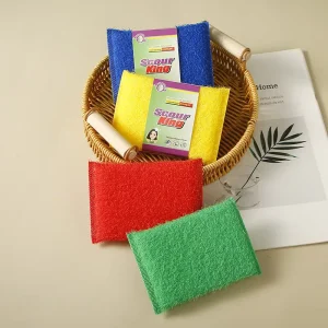 Microfiber Cleaning Double Side Sanding Scrubber Sponge Kitchen Cleaning Dish Washing Sponge Pad