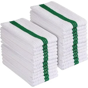 Microfiber Cloth for Home Cleaning All Purpose White with Green Stripe Bar Mop Absorbent for Kitchen Use