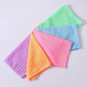 Microfiber Cross Border Kitchen Dish Cloth Thickened Square Waffle Design Household Housework Cleaning Oil Absorbent Bag Packed