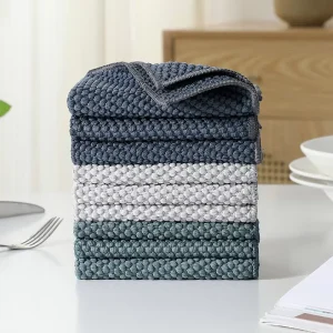 Microfiber Dish Cloth for Washing Dishes Best Kitchen Washcloth Cleaning Cloths Polyester Scour Popcorn Texture 3 Color Assorted