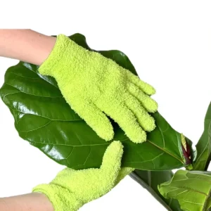 Microfiber Dust Free Soft Lightweight Plant Leaf Cleaning Gloves 23cm for Plant Care