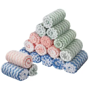 Microfiber Kitchen Cleaning Cloth Multi Functional Dish Towel with Striped Pattern Quick Dry