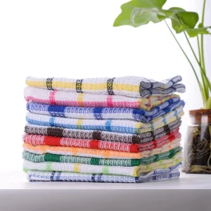 Microfiber Kitchen Towel 30 by 30 Yarn Dyed Woven Poly Cotton Quick Dry Eco Friendly Multi Purpose Cleaning Home Towel