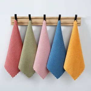 Microfiber Kitchen Towel Barley Grain Pattern Oil Free Dishwashing Quick Dry Easy Clean Multifunctional Cloth for Home Use