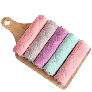 Microfiber Kitchen Towel Non Shedding Absorbent Dishcloth Thickened Soft Hand Towel Quick Dry Non Greasy