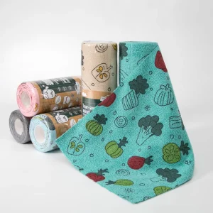 Microfiber Printed Cleaning Cloth for Kitchen Easy Tear Off Stain Free Dishrags Multi Purpose Microfiber Dust Wipe Towel Rolls