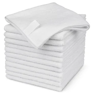 Microfiber Quick Dry Kitchen Cloth Absorbent Towel with Embroidered Square Design and Solid Color for Kitchen Drying
