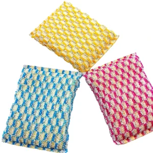Microfiber Rectangle Dishwashing Scrubber Sponge Scouring Pad with 250%-500% Water Absorption for Kitchen Use