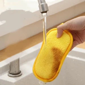 Microfiber Reusable Dish Sponge Heavy Duty Scrubbing Power Kitchen Scouring Pad for Dishes Pots Pans Multi purpose