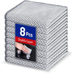 Microfiber Silver Wire Rag Dish Towel Double Sided Kitchen Cleaning Cloth Non Stick Oil Double Layer Scouring Pad Household