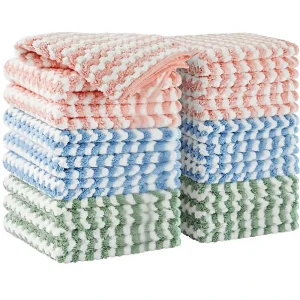 Microfiber Square Kitchen Towels Reusable Absorbent Streak Lint Free Modern Design 18 Pack 25*25CM