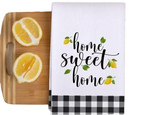 Microfiber Summer Kitchen Towel Polyester Flour Sack Towel with Lemon and Orange Citrus Fruit Design Gift for Cooks