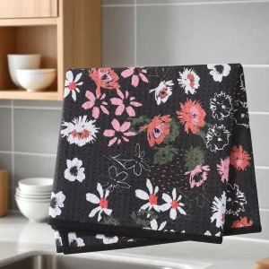 Microfiber Super Absorbent Eco Friendly Flower Digital Printing Personalized Custom Dish Towels for Kitchen