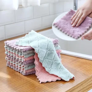 Microfiber Super Absorbent Rag Kitchen Cleaning Cloth Double Layer Coral Fleece Dish Towel Dish Cloth Kitchen Rag Gadgets