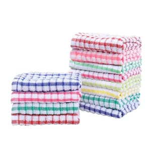 Microfiber Tea Towel 40*26cm Soft Comfortable Easy to Clean Easy to Dry Wet/Dry Dual-Use Plaid Hand Towel Printed Logo