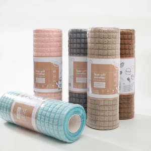 Microfiber Tear-off Cleaning Cloth House Kitchen Wipe Dishrags Custom Colour Logo Microfiber Eco Cleaning Cloth Roll