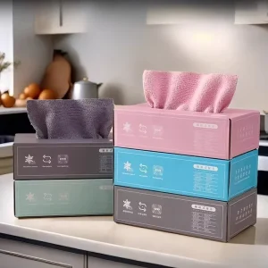 Microfiber Towel 20 Pcs Box Absorbent Kitchen Cleaning Dishcloth Non stick Oil Dish Rags Napkins Tableware Home Cleaning Towels
